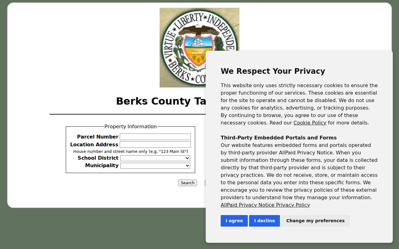 Exeter Township residents directory tax property search fields