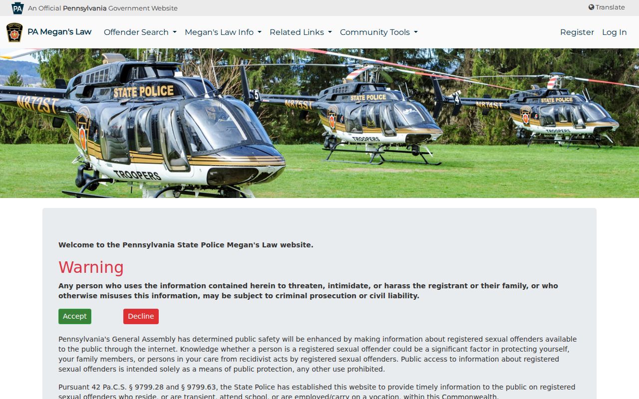 Exeter Township neighbors Pennsylvania public safety registry notice