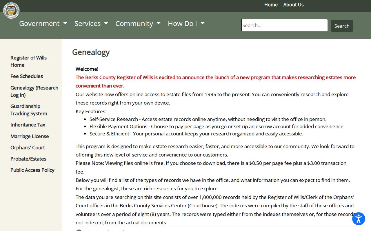 Exeter Township past residents genealogy information at Berks Register of Wills