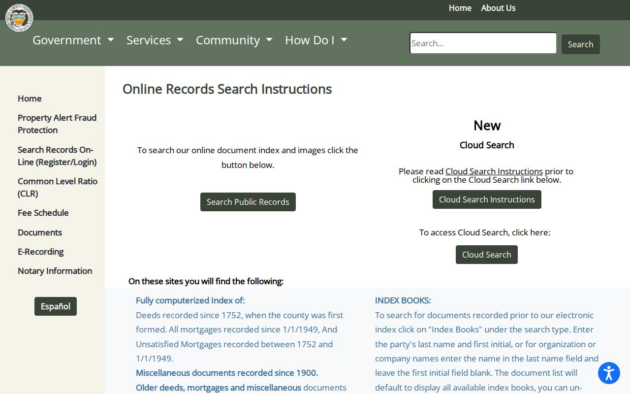 Exeter Township street directory Recorder Index Books instructions