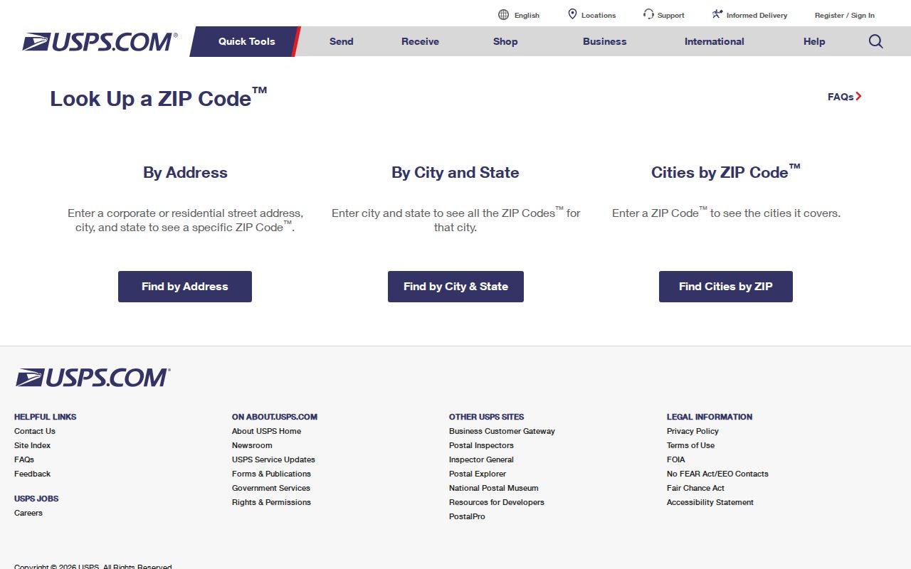 Exeter Township ZIP Code Directory USPS ZIP Code Lookup screen